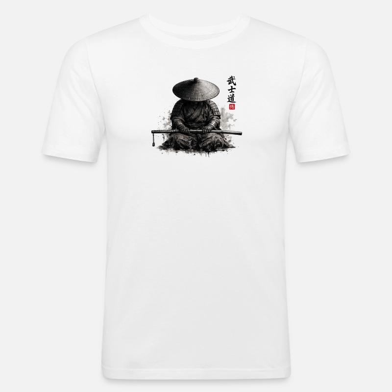 Samurai - Männer Slim Fit T-Shirt - Weiß