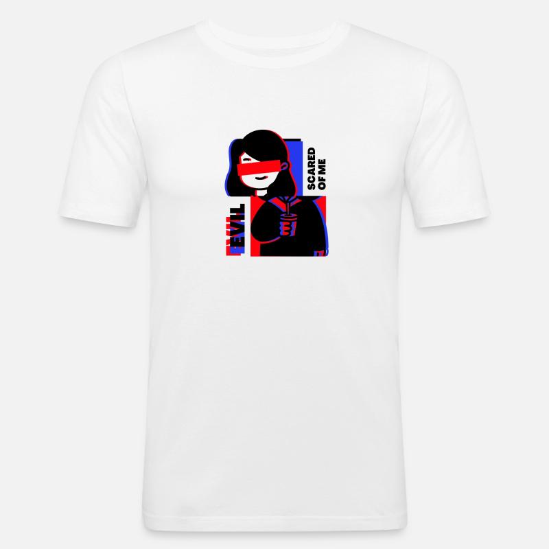 SCARED - Männer Slim Fit T-Shirt - Weiß