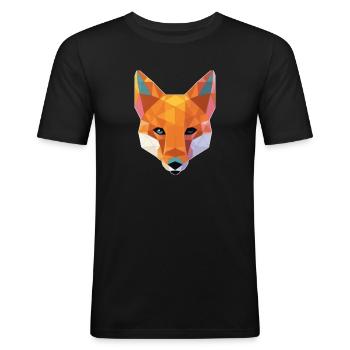 Fuchs Füchse Polygon Geometrisch Geschenk - Männer Slim Fit T-Shirt - Schwarz - Vorne - Nik (191cm)