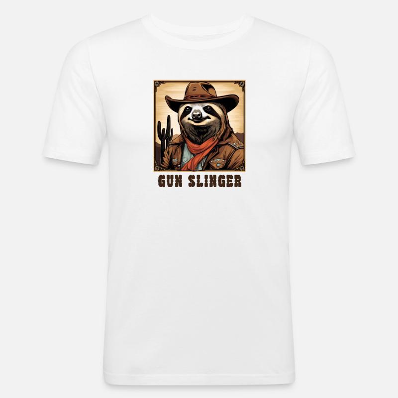 Faultier-Gewehr-Schleuderer - Männer Slim Fit T-Shirt - Weiß