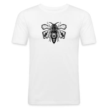 Mouche noire - T-shirt près du corps Homme - blanc - Devant - Nik (191cm)