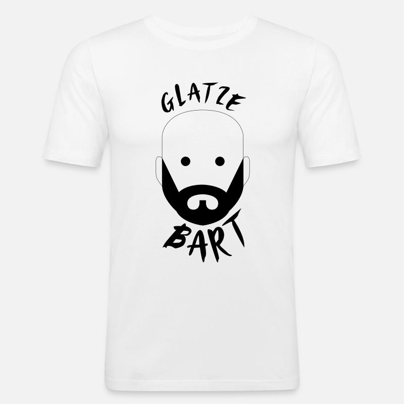 Glatze Bart - Männer Slim Fit T-Shirt - Weiß