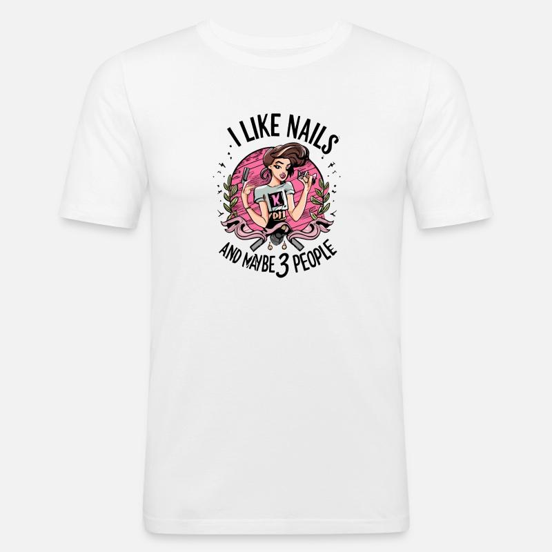 Nageldesign Maniküre Nagelstudio Geschenk - Männer Slim Fit T-Shirt - Weiß