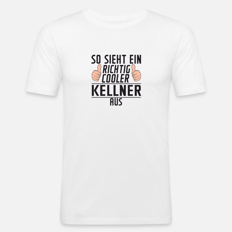 Kellner | Spruch | Definition kellnern | Bedienung - Männer Slim Fit T-Shirt - Weiß