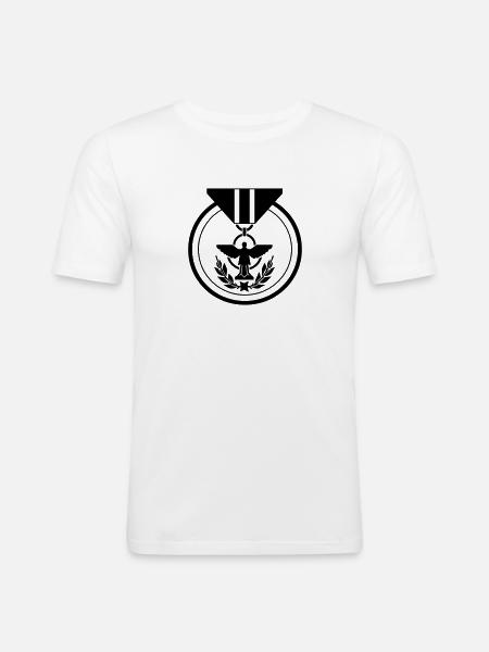 Militärmedaille - Männer Slim Fit T-Shirt - Weiß