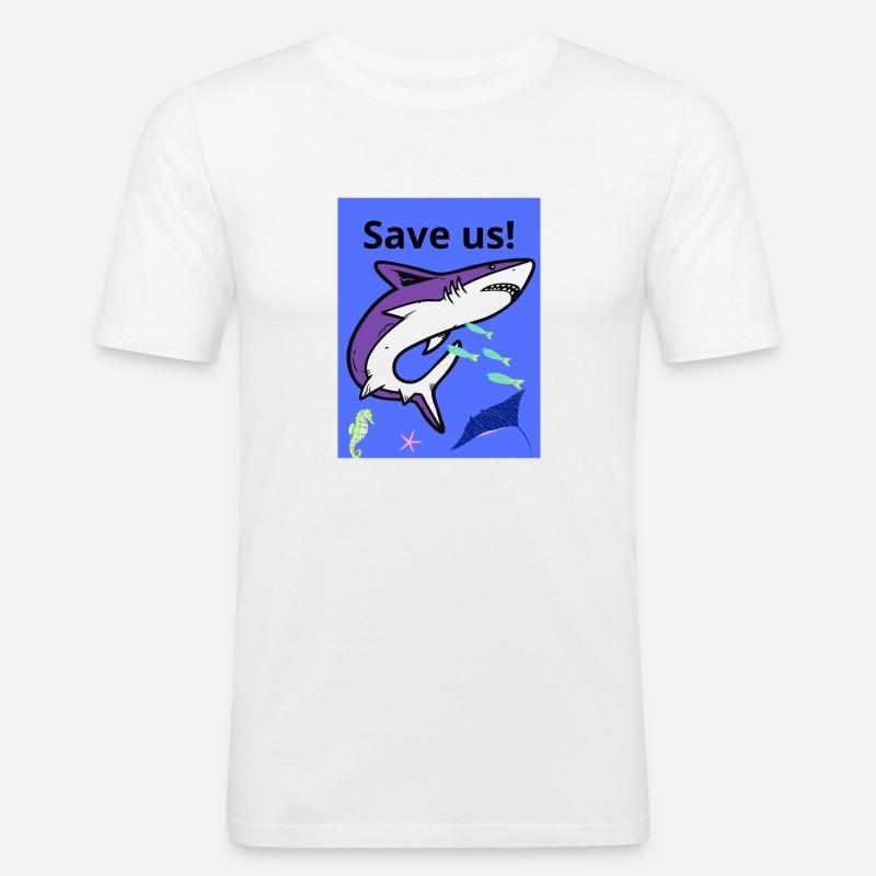 Save us - Männer Slim Fit T-Shirt - Weiß