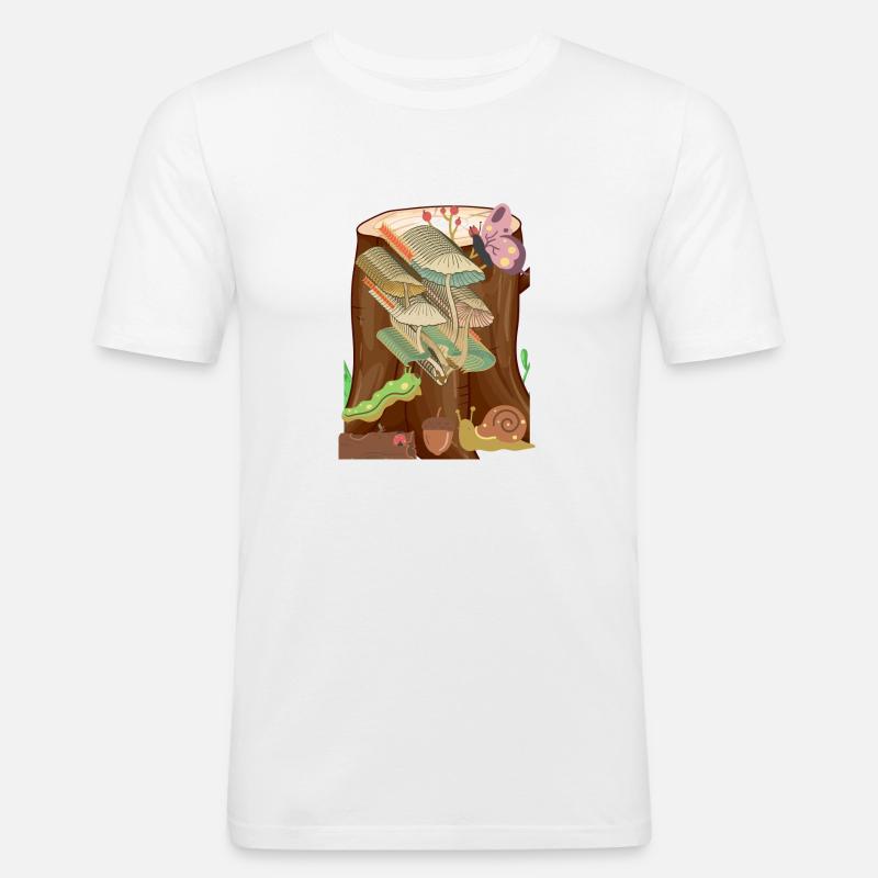 Lebendiger Baumstumpf - Männer Slim Fit T-Shirt - Weiß