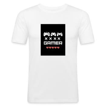Spieler - Männer Slim Fit T-Shirt - Weiß - Vorne - Nik (191cm)