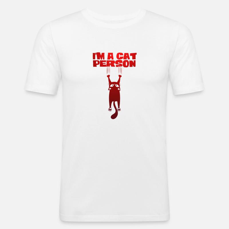 Ich bin ein Katzenmensch - Männer Slim Fit T-Shirt - Weiß