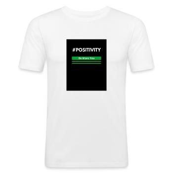 Positivité - T-shirt près du corps Homme - blanc - Devant - Nik (191cm)