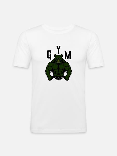 Bear Comic Gym Beast - Men's Slim Fit T-Shirt - white
