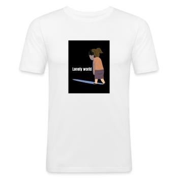 Einsame Welt - Männer Slim Fit T-Shirt - Weiß - Vorne - Nik (191cm)