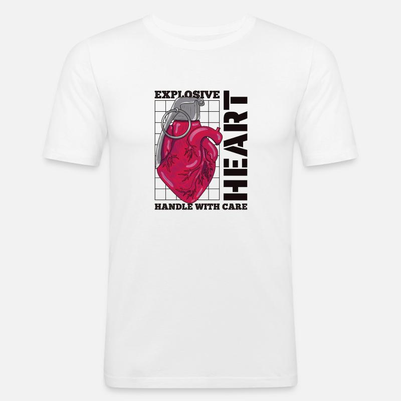 Exploding Heart - Men's Slim Fit T-Shirt - white