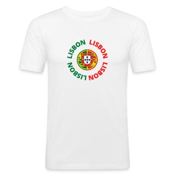 Lisbonne - Portugal - T-shirt près du corps Homme - blanc - Devant - Nik (191cm)