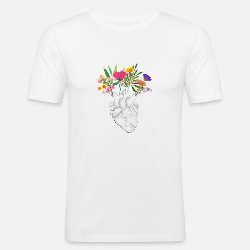 Cuore - Maglietta aderente da uomo - bianco