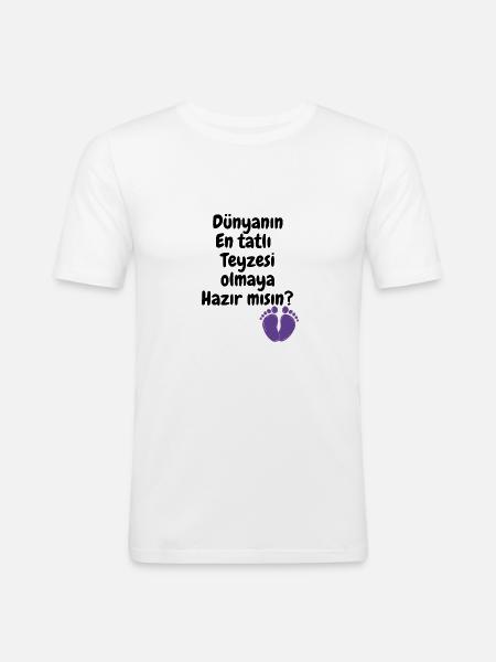 Teyze Oluyorsun - Männer Slim Fit T-Shirt - Weiß
