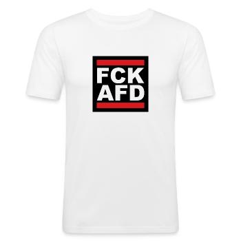 FCK AfD - Männer Slim Fit T-Shirt - Weiß - Vorne - Nik (191cm)