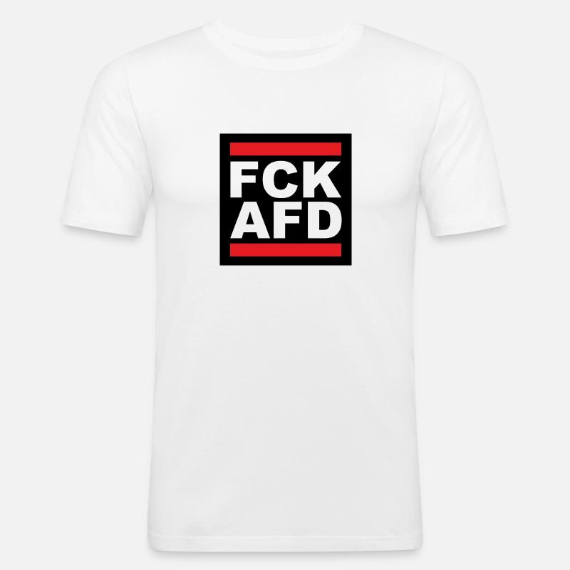 FCK AfD - Männer Slim Fit T-Shirt - Weiß