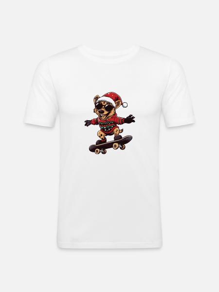 Hyäne Weihnachten Lustig - Männer Slim Fit T-Shirt - Weiß