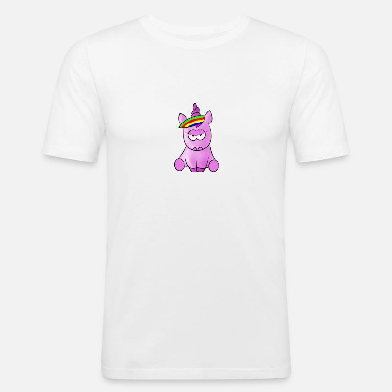 Wütendes Einhorn - Männer Slim Fit T-Shirt - Weiß