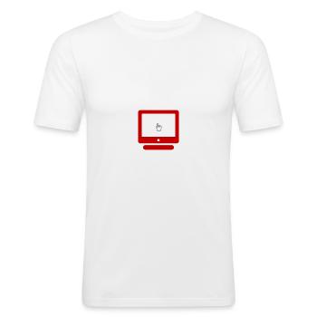 COMPUTER - Männer Slim Fit T-Shirt - Weiß - Vorne - Nik (191cm)