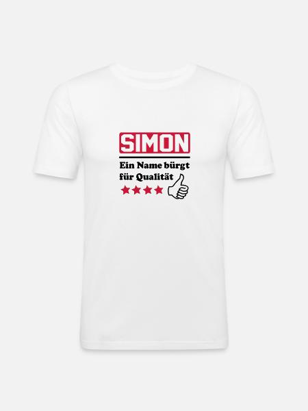 simon - Männer Slim Fit T-Shirt - Weiß