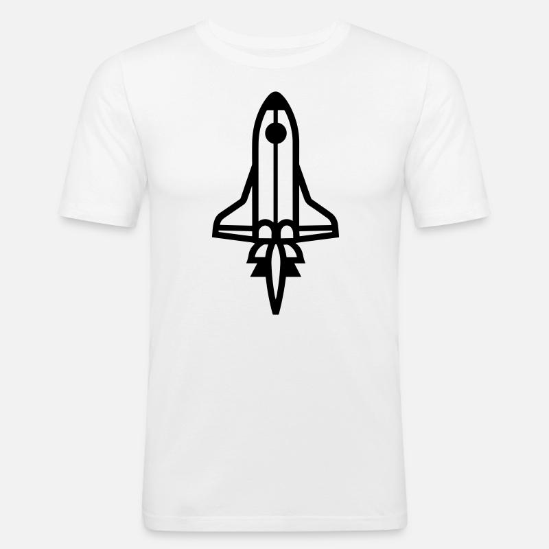 Rakete - Männer Slim Fit T-Shirt - Weiß