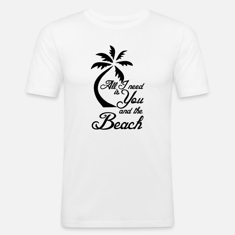Beach Ferien Strand Urlaub Spruch Geschenk - Männer Slim Fit T-Shirt - Weiß