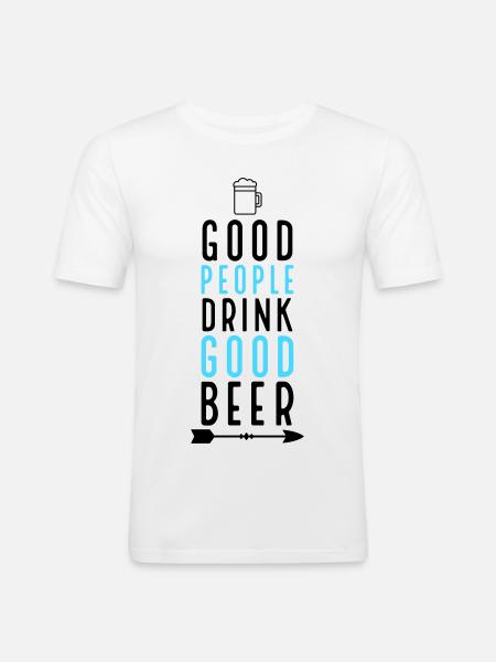 Bière - T-shirt près du corps Homme - blanc