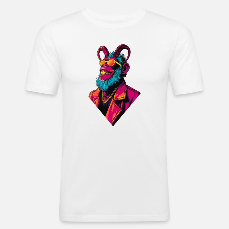 Devil Monkey - Männer Slim Fit T-Shirt - Weiß