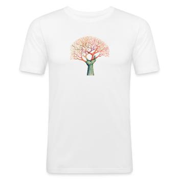 L’arbre pousse à partir de la conception à la main - T-shirt près du corps Homme - blanc - Devant - Nik (191cm)