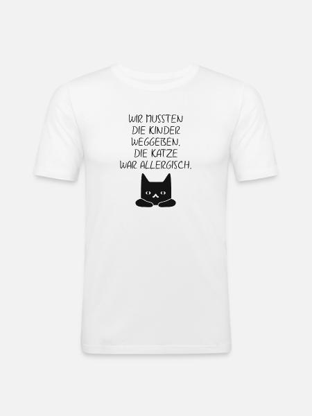 Katze war allergisch - Männer Slim Fit T-Shirt - Weiß