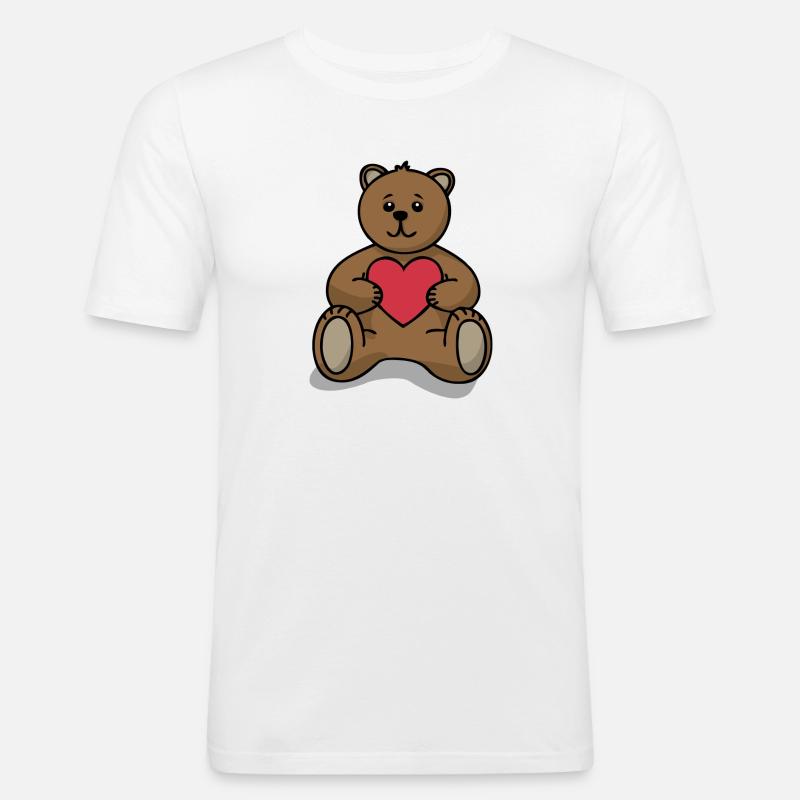Herzchenbär - Männer Slim Fit T-Shirt - Weiß