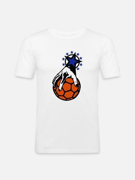 Handball Handgriff Hand mano - Männer Slim Fit T-Shirt - Weiß