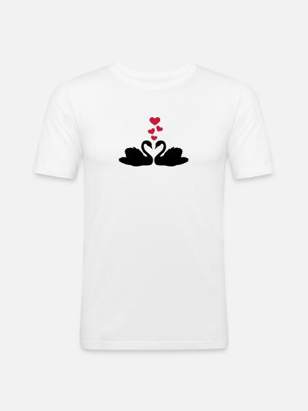 Cygne - T-shirt près du corps Homme - blanc