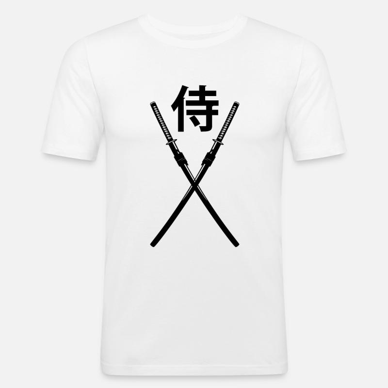 Schwert - Samurai - Männer Slim Fit T-Shirt - Weiß