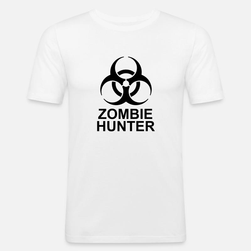 Chasseur de zombies Citation d’Halloween - T-shirt près du corps Homme - blanc