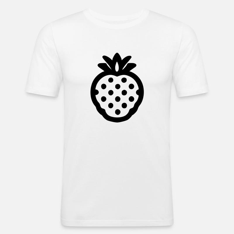 Erdbeere - Männer Slim Fit T-Shirt - Weiß