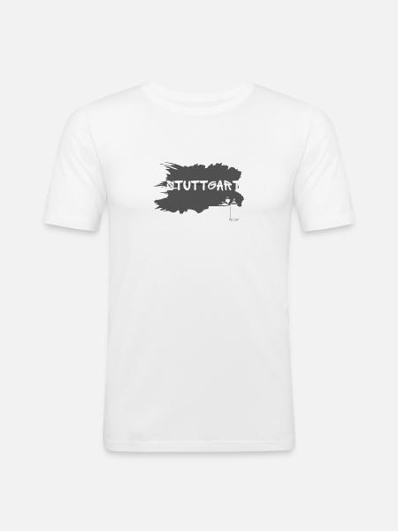Fancy Stuttgart Street & Graffity Style - Männer Slim Fit T-Shirt - Weiß