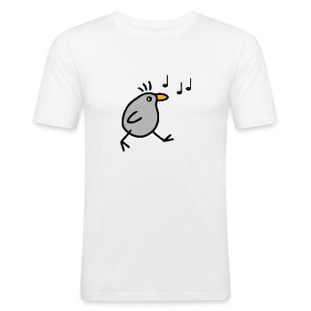 La joie de vivre avec la musique Siffleur Oiseau chantant - T-shirt près du corps Homme - blanc - Devant - Nik (191cm)