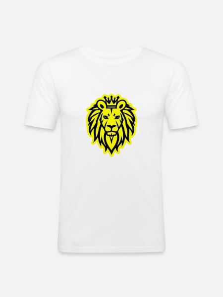 Löwe Krone Logo - Männer Slim Fit T-Shirt - Weiß