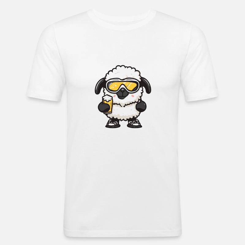 Schaf Apres Ski Bier Comic - Männer Slim Fit T-Shirt - Weiß