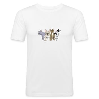 Französische Bulldoggen - Männer Slim Fit T-Shirt - Weiß - Vorne - Nik (191cm)