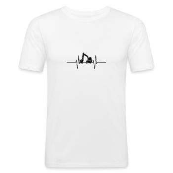 Herzschlag mit Bagger - Männer Slim Fit T-Shirt - Weiß - Vorne - Nik (191cm)