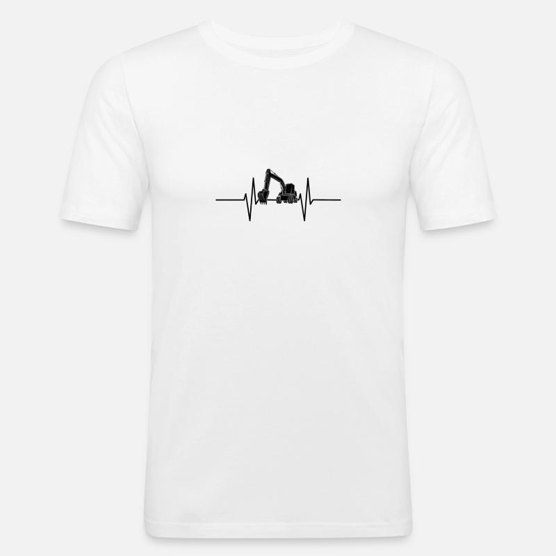 Herzschlag mit Bagger - Männer Slim Fit T-Shirt - Weiß