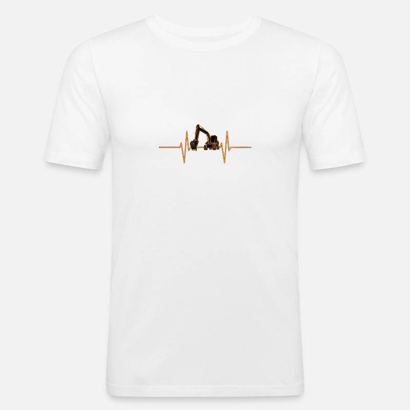 Herzschlag mit Bagger - Männer Slim Fit T-Shirt - Weiß