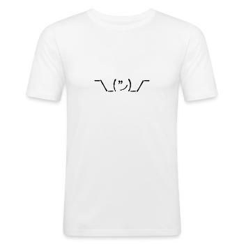 Tech Shrug: ASCII Art for IT Wizards - Men's Slim Fit T-Shirt - white - Front - Nik (191cm)