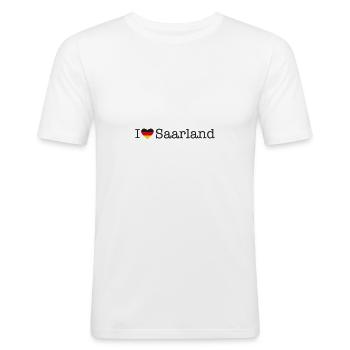 I love Saarland - Männer Slim Fit T-Shirt - Weiß - Vorne - Nik (191cm)