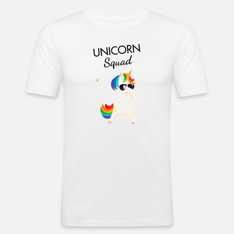 Einhorn-Squad - Männer Slim Fit T-Shirt - Weiß