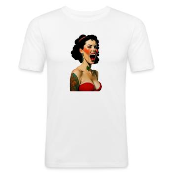Der Schrei #4 - Männer Slim Fit T-Shirt - Weiß - Vorne - Nik (191cm)